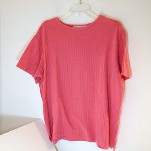 Vintage Basic Editions Plus Casual Stretch Ribbed Pink Knit Top Size 1X